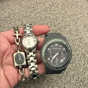 Watch Bundle: Michael Kors Black and Silver Chronograph Watch